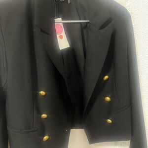 Elegant Black Blazer with Gold Buttons